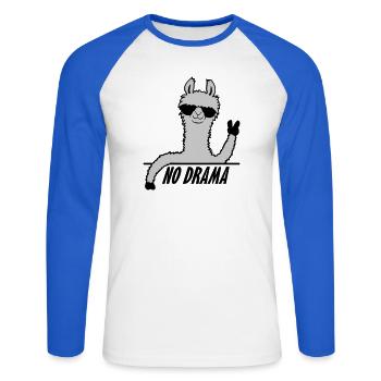 Pas de drame Lama - T-shirt baseball manches longues Homme - blanc/bleu royal - Devant - Nik (191cm)