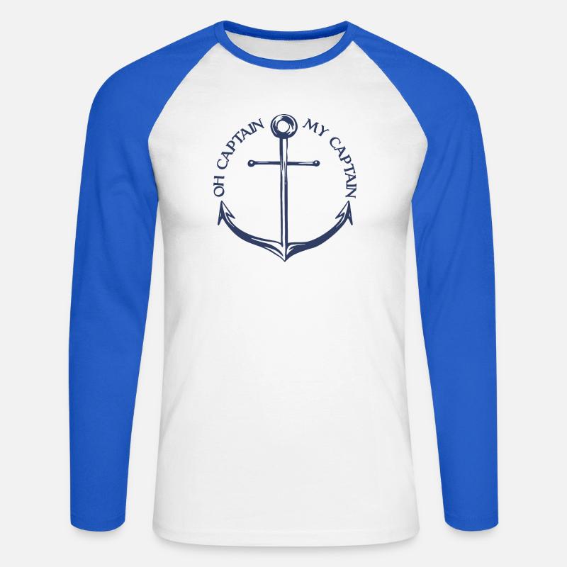 Oh Capitano Mio Capitano - Maglia da baseball a manica lunga da uomo - bianco/blu royal