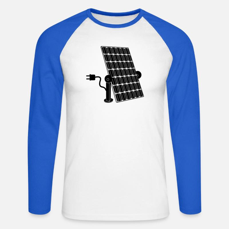 Solarpanel mit Stecker - Unisex Baseballshirt langarm - Weiß/Royalblau