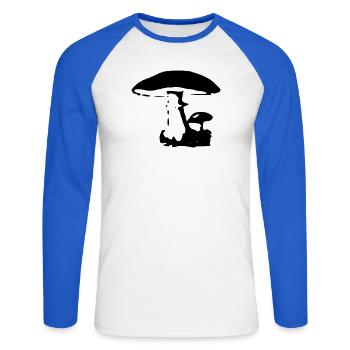 Champignon Sorcière Tube Chercheur de champignons - T-shirt baseball manches longues Homme - blanc/bleu royal - Devant - Nik (191cm)