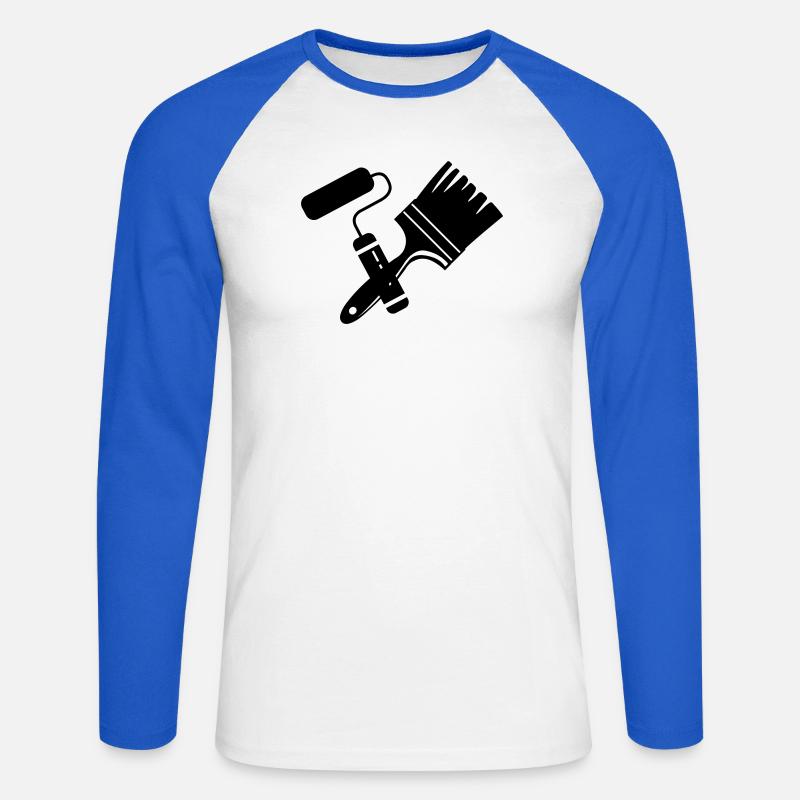 Tool Painter Walze und Pinsel Logo - Unisex Baseballshirt langarm - Weiß/Royalblau