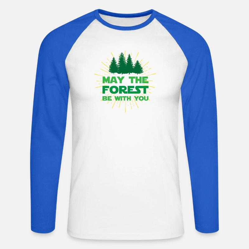 Möge der Wald mit dir sein - Unisex Baseballshirt langarm - Weiß/Royalblau