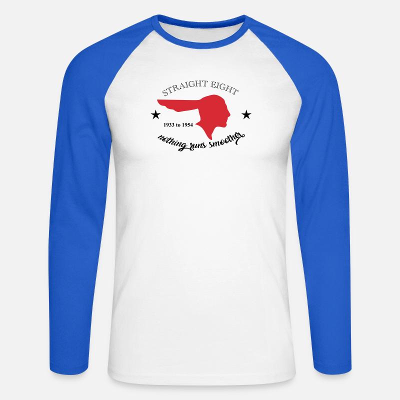 Straight Eight - Unisex Baseballshirt langarm - Weiß/Royalblau