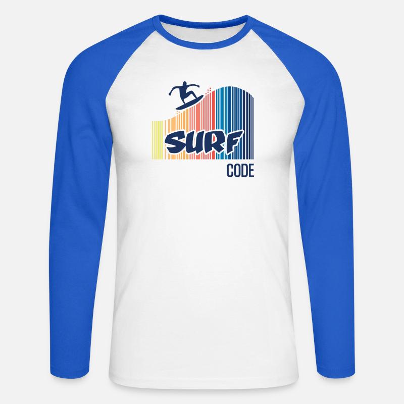 Surfcode - Unisex Baseballshirt langarm - Weiß/Royalblau