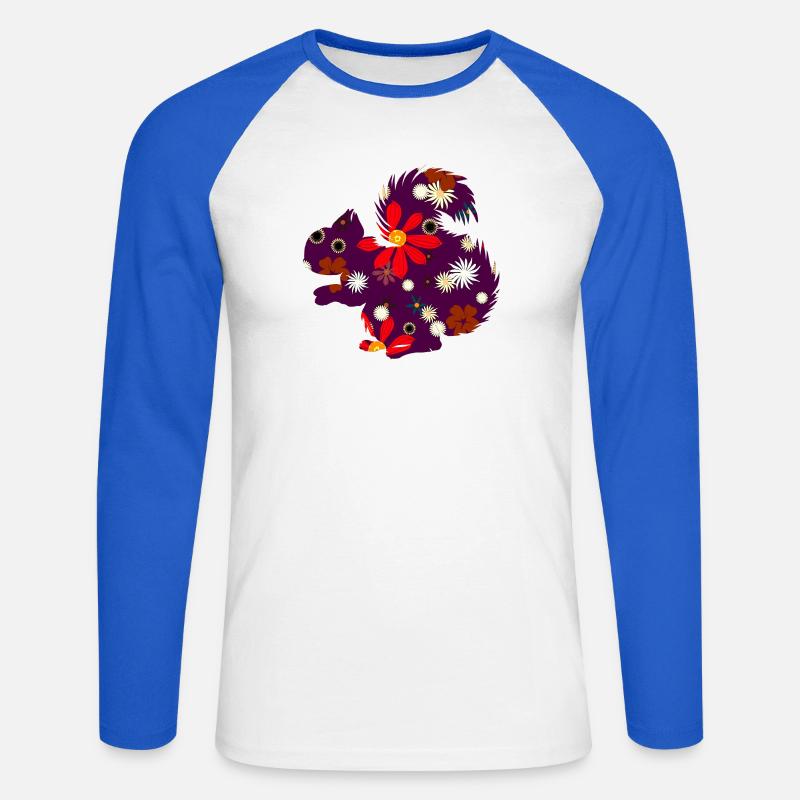 Herbstoutfit freizeit, eichhörnchchen design - Unisex Baseballshirt langarm - Weiß/Royalblau