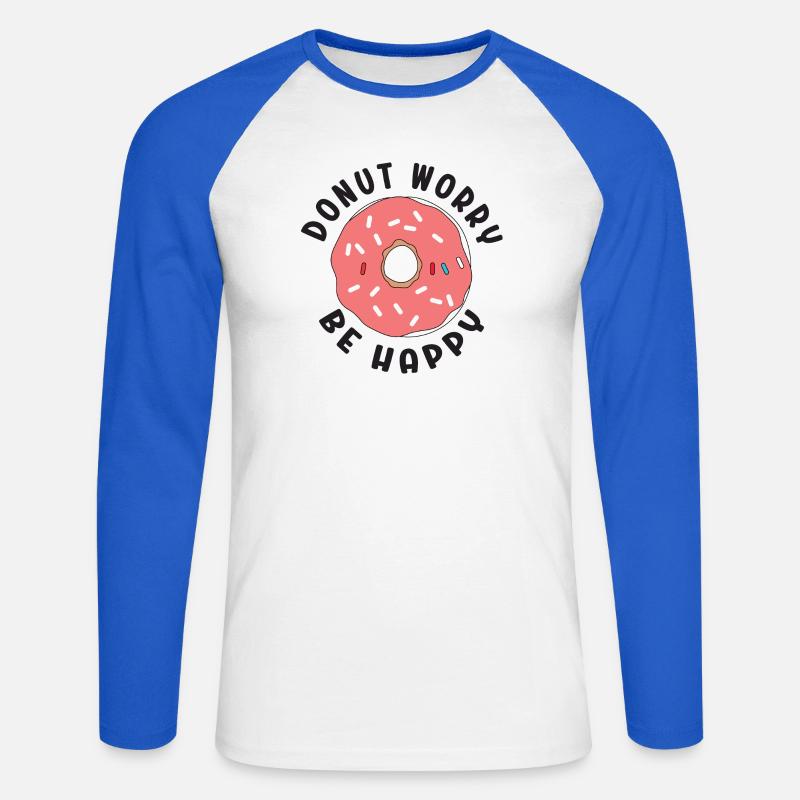 Donut Sorge Sei glücklich - Unisex Baseballshirt langarm - Weiß/Royalblau