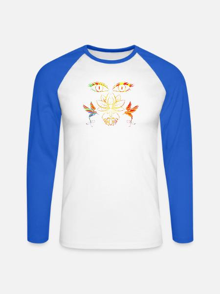 Zen face - Unisex Long Sleeve Baseball T-Shirt - white/royal blue