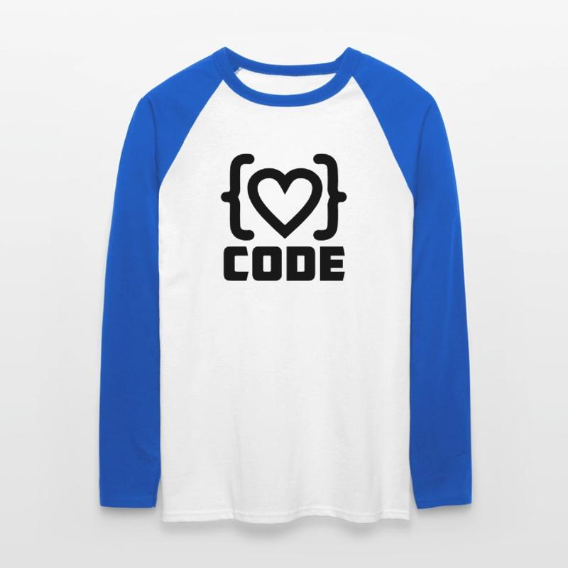 Herzprogrammierer Code Logo mit Text CODE Unisex Baseballshirt langarm