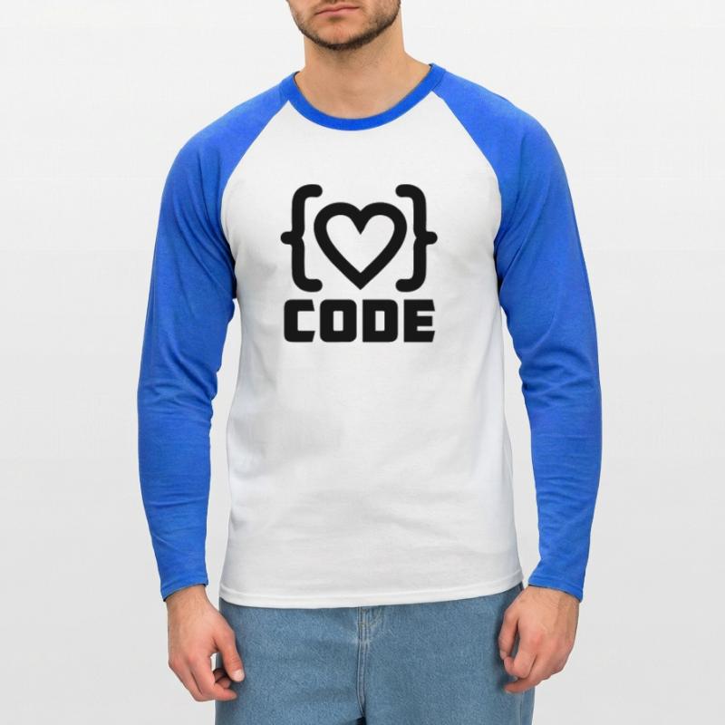 Herzprogrammierer Code Logo mit Text CODE Unisex Baseballshirt langarm