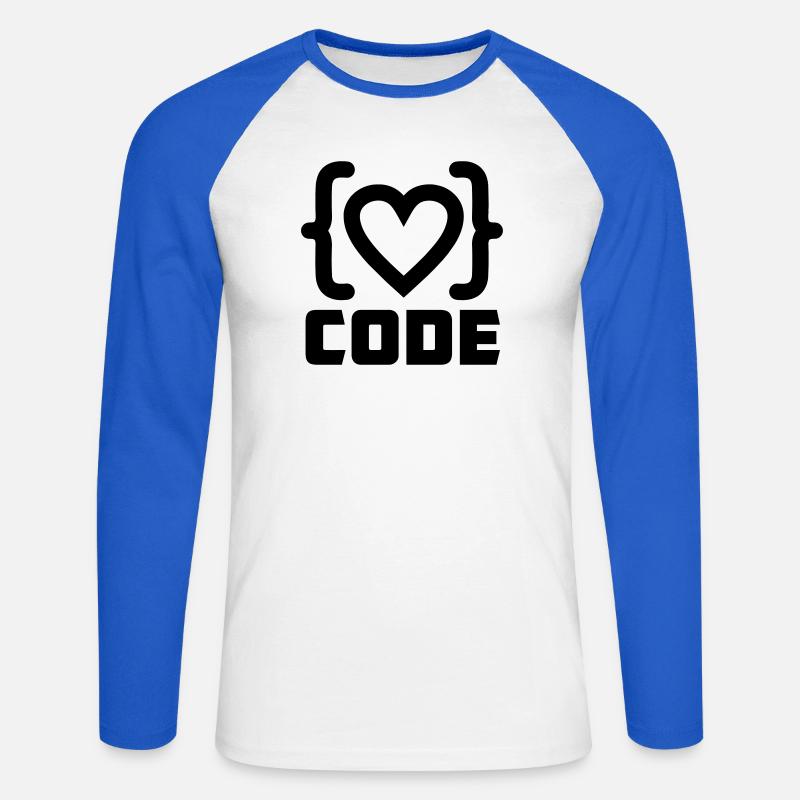 Herzprogrammierer Code Logo mit Text CODE - Unisex Baseballshirt langarm - Weiß/Royalblau