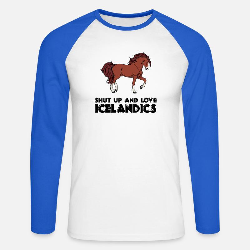 Cool Islandpferde Statement Pferdeliebe Isländer - Unisex Baseballshirt langarm - Weiß/Royalblau