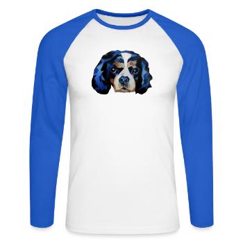 Cavalier King Charles Spaniel - Unisex Long Sleeve Baseball T-Shirt - white/royal blue - Front - Nik (191cm)