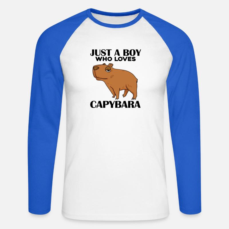 Capybara Junge - Unisex Baseballshirt langarm - Weiß/Royalblau