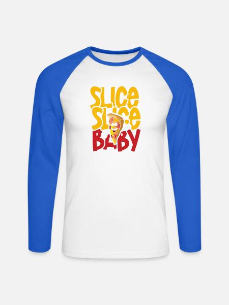 Slice slice baby pizza - Unisex Baseballshirt langarm - Weiß/Royalblau