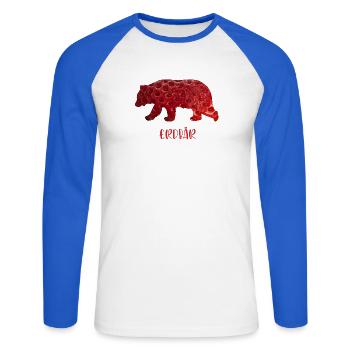 Erdbär - Unisex Baseballshirt langarm - Weiß/Royalblau - Vorne - Nik (191cm)