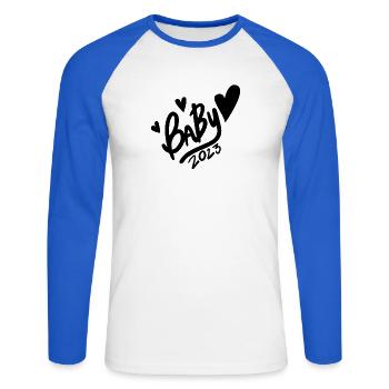 Bébé 2023 - Naissance Enceinte 2023 Grossesse - T-shirt baseball manches longues Homme - blanc/bleu royal - Devant - Nik (191cm)