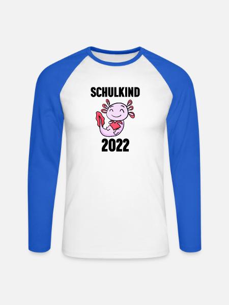 Schuldkind Einschulung 2022 - Unisex Baseballshirt langarm - Weiß/Royalblau