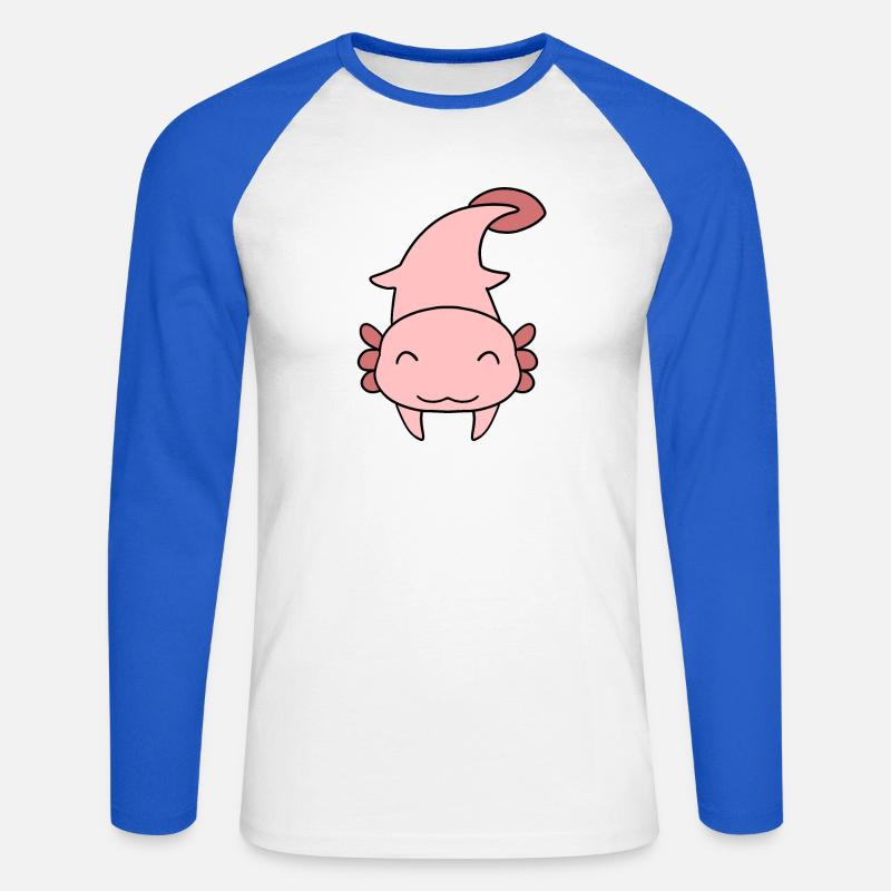 Süßes Axolotl - Unisex Baseballshirt langarm - Weiß/Royalblau