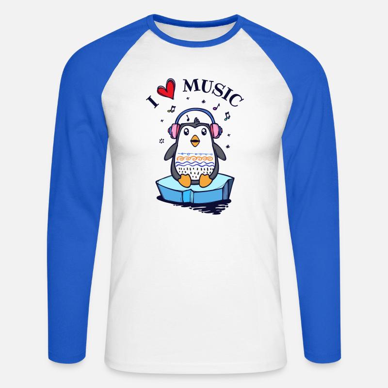 Seevogel Cool Herz PinguinTier Statement - Unisex Baseballshirt langarm - Weiß/Royalblau