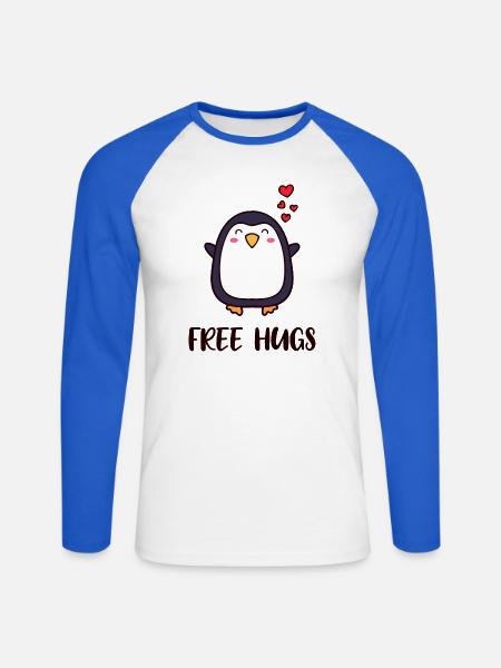 Süß Pinguin Herz Statement Antarktis Vogel Tier - Unisex Baseballshirt langarm - Weiß/Royalblau
