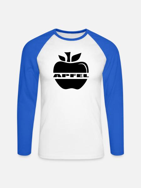Apfel einfach ein Apfel - Unisex Baseballshirt langarm - Weiß/Royalblau