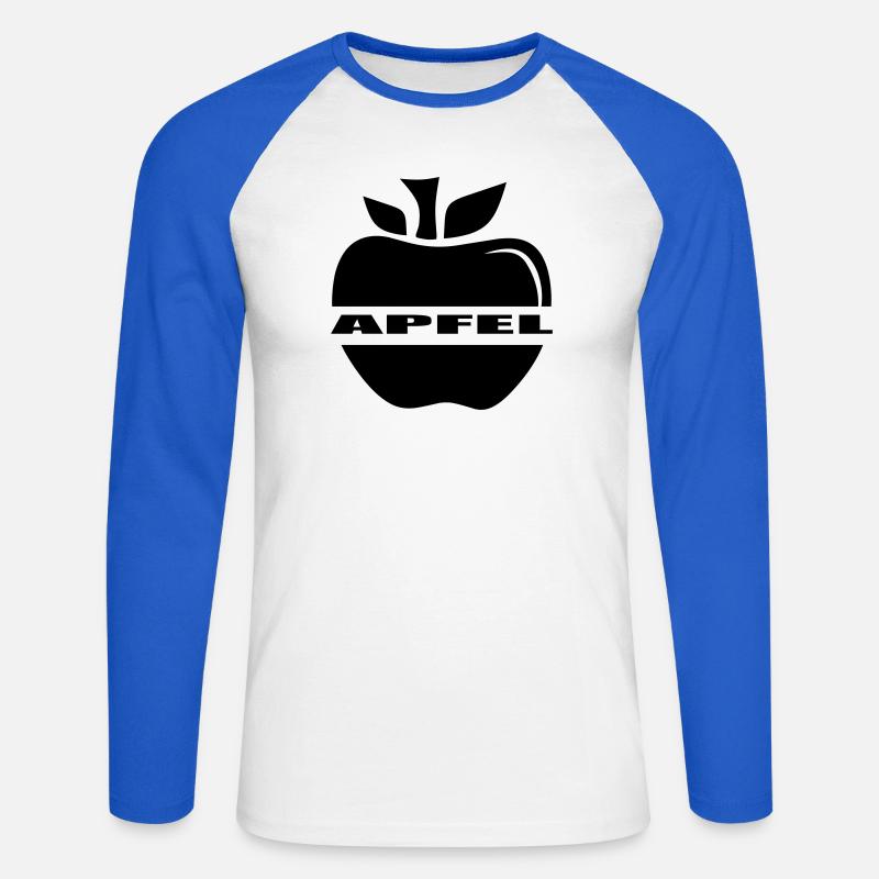 Apfel einfach ein Apfel - Unisex Baseballshirt langarm - Weiß/Royalblau