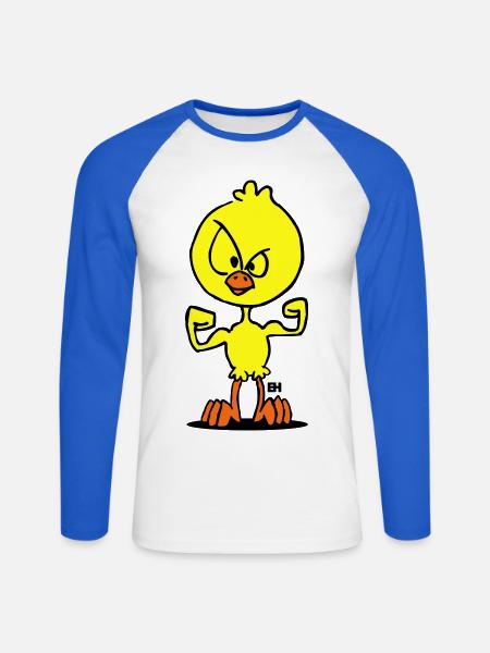 Chick Power - Unisex Baseballshirt langarm - Weiß/Royalblau