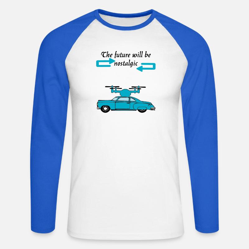 Der Futur wird nostalgisch sein - Unisex Baseballshirt langarm - Weiß/Royalblau