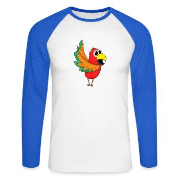 Papagei Dschungel - Unisex Baseballshirt langarm - Weiß/Royalblau - Vorne - Nik (191cm)