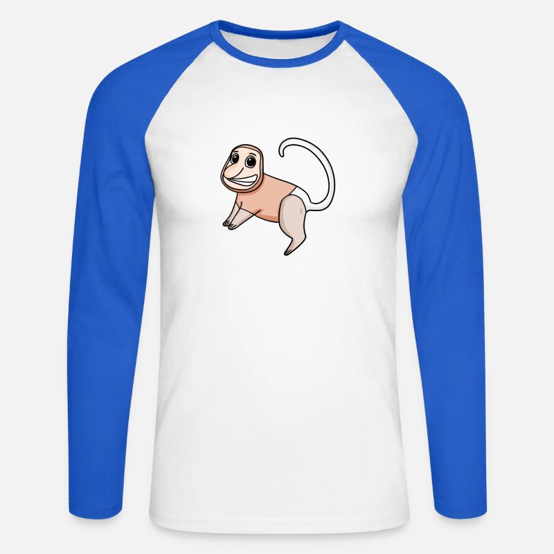 Proboscis Monkey Monkey Monkey - Unisex Long Sleeve Baseball T-Shirt - white/royal blue
