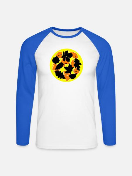 Autumn October Weather - Unisex Long Sleeve Baseball T-Shirt - white/royal blue
