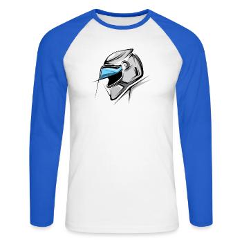 formula Illustration Helm Grafik Rennsport Autos - Unisex Baseballshirt langarm - Weiß/Royalblau - Vorne - Nik (191cm)