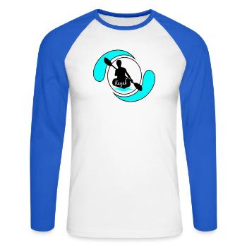 Kayak - Unisex Long Sleeve Baseball T-Shirt - white/royal blue - Front - Nik (191cm)