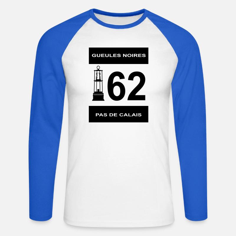 62 Pas de Calais - Unisex Baseballshirt langarm - Weiß/Royalblau