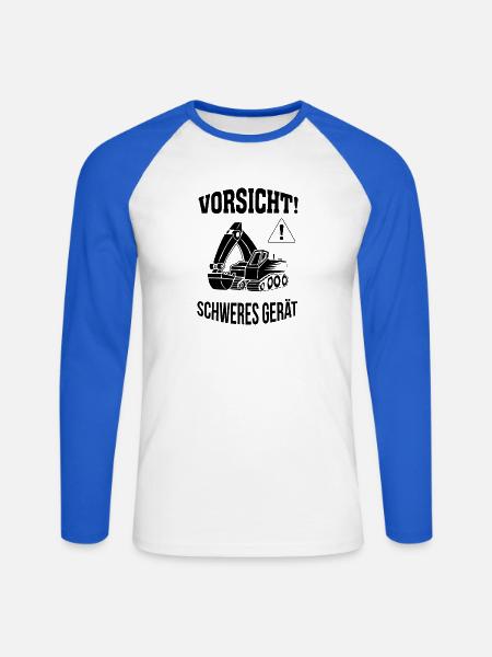 Bagger Baggerfahrer Baugeräteführer Schweres Gerät - Unisex Baseballshirt langarm - Weiß/Royalblau