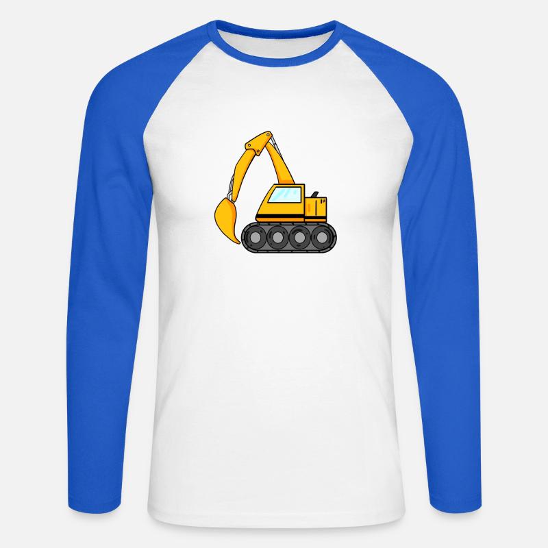 Löffelbagger Ausgräber Bagger Baumaschine - Unisex Baseballshirt langarm - Weiß/Royalblau