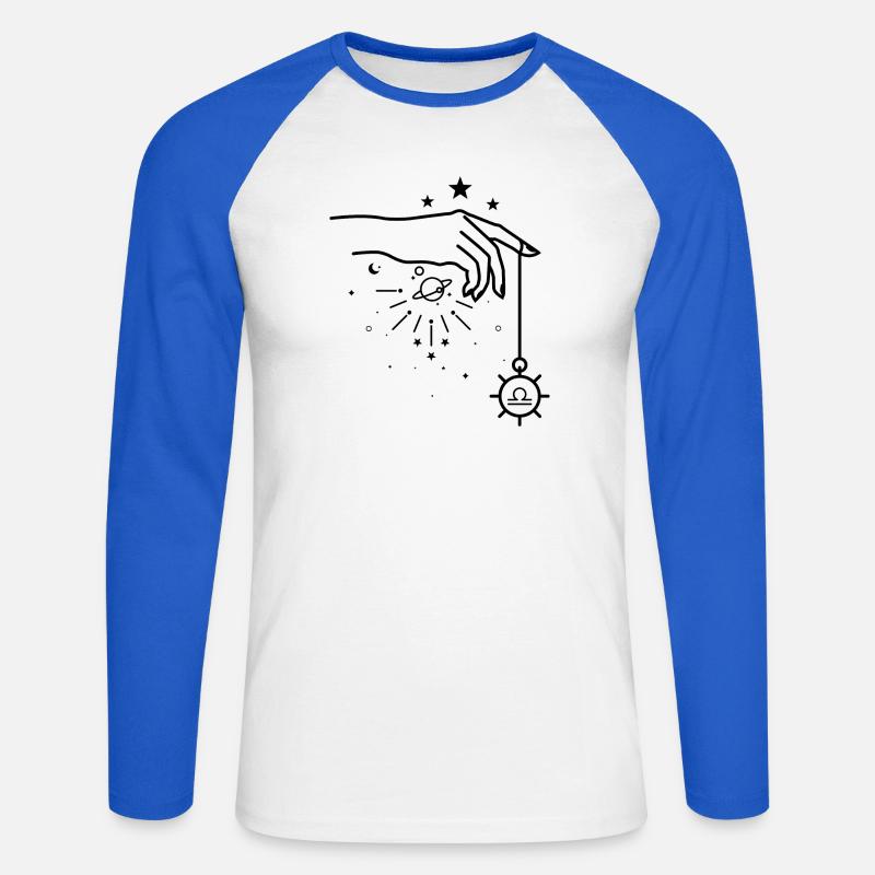 Libra zodiac astrology - Unisex Long Sleeve Baseball T-Shirt - white/royal blue