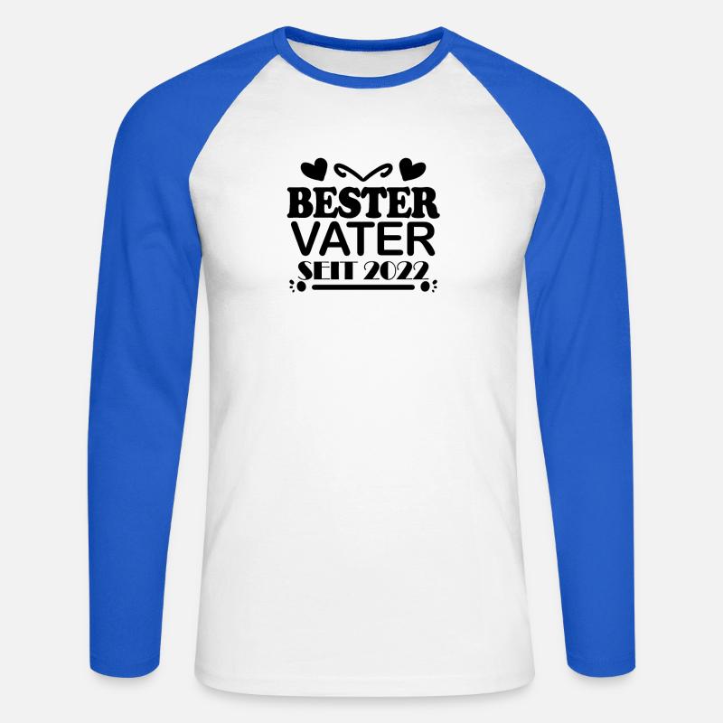 Bester Vater seit 2022 - Unisex Baseballshirt langarm - Weiß/Royalblau