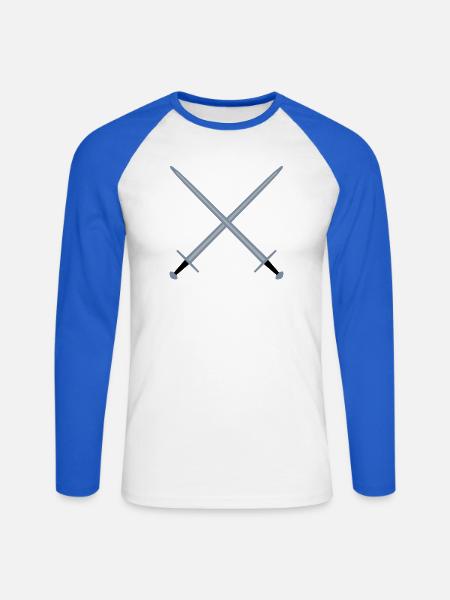 Crossed swords. - Unisex Long Sleeve Baseball T-Shirt - white/royal blue
