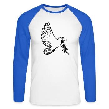 Transparent peace dove with laurel branch Dove of Peace - Unisex Long Sleeve Baseball T-Shirt - white/royal blue - Front - Nik (191cm)