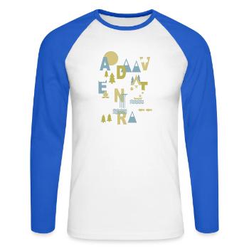 Outdoor Adventure - Unisex Long Sleeve Baseball T-Shirt - white/royal blue - Front - Nik (191cm)