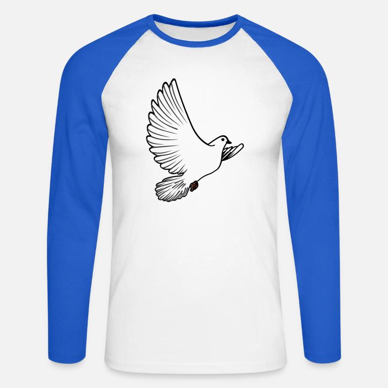 Weiße Taubenbrieftaube Ziertaube oder Friedenstaube - Unisex Baseballshirt langarm - Weiß/Royalblau