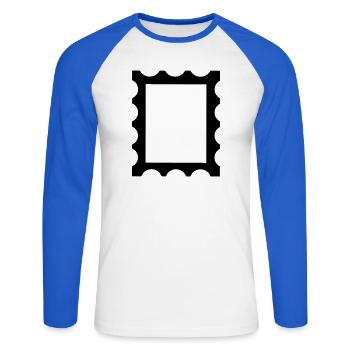 Stamp contour frame - Unisex Long Sleeve Baseball T-Shirt - white/royal blue - Front - Nik (191cm)