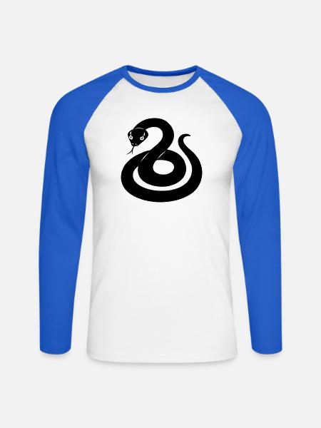Schlangenschattenfigur aus dem chinesischen Tierkreis - Unisex Baseballshirt langarm - Weiß/Royalblau