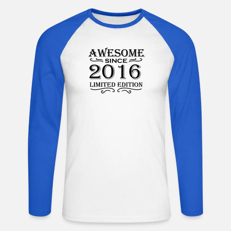 2016 - Unisex Baseballshirt langarm - Weiß/Royalblau