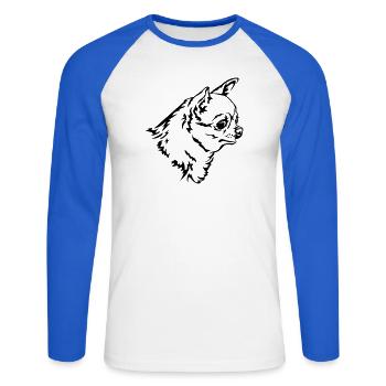 Chihuahua Head - Unisex Long Sleeve Baseball T-Shirt - white/royal blue - Front - Nik (191cm)