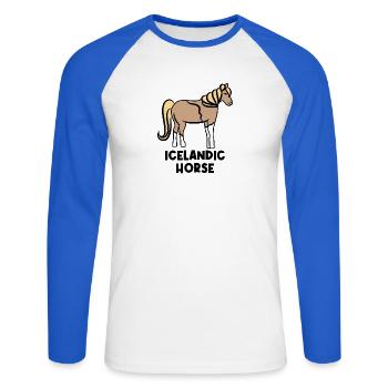Chevaux islandais amoureux des chevaux Haflinger Ross disant - T-shirt baseball manches longues Homme - blanc/bleu royal - Devant - Nik (191cm)