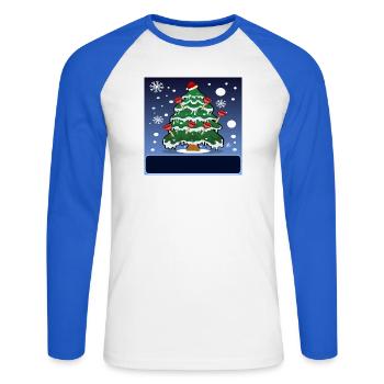 INSTALLATIONS SANITAIRES PLOMBIER DE NOËL PÖMPEL - T-shirt baseball manches longues Homme - blanc/bleu royal - Devant - Nik (191cm)
