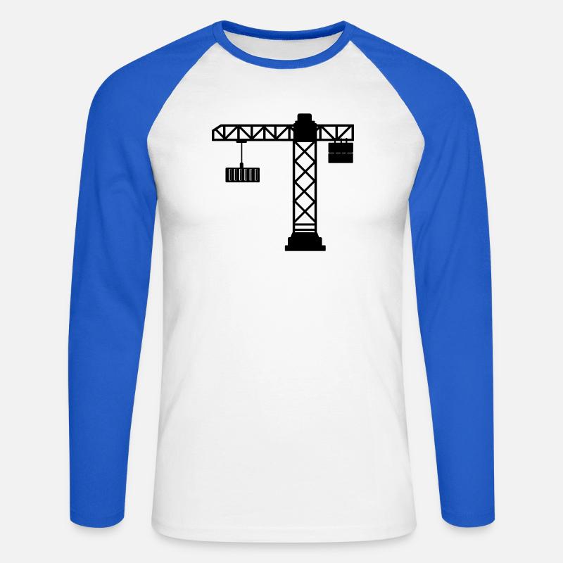 Kran mit Seecontainer - Unisex Baseballshirt langarm - Weiß/Royalblau