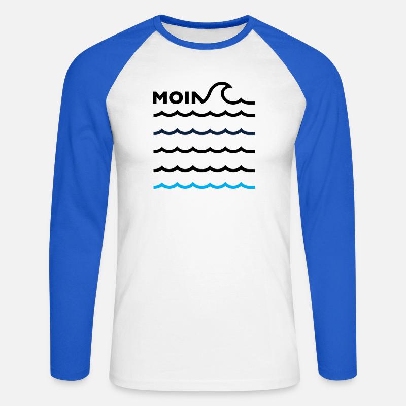 MOIN - Unisex Baseballshirt langarm - Weiß/Royalblau